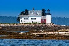 Blue Hill Bay Lighthouse on Low Level Island by Rocky Shore